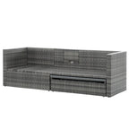 Ensemble de canapé d'extérieur en rotin PE 5 pièces, mobilier de conversation pour patio avec table basse relevable et canapé-lit.