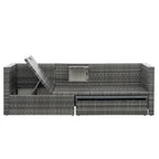 Ensemble de canapé d'extérieur en rotin PE 5 pièces, mobilier de conversation pour patio avec table basse relevable et canapé-lit.