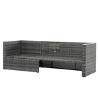 Ensemble de canapé d'extérieur en rotin PE 5 pièces, mobilier de conversation pour patio avec table basse relevable et canapé-lit.
