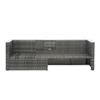 Ensemble de canapé d'extérieur en rotin PE 5 pièces, mobilier de conversation pour patio avec table basse relevable et canapé-lit.
