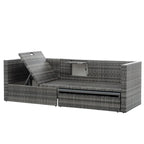 Ensemble de canapé d'extérieur en rotin PE 5 pièces, mobilier de conversation pour patio avec table basse relevable et canapé-lit.