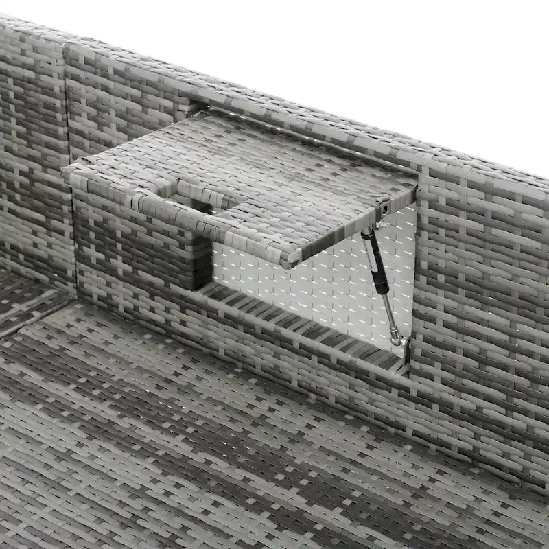 Ensemble de canapé d'extérieur en rotin PE 5 pièces, mobilier de conversation pour patio avec table basse relevable et canapé-lit.