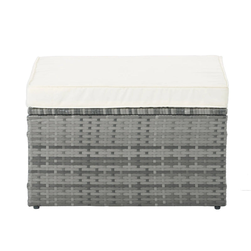 Ensemble de canapé d'extérieur en rotin PE 5 pièces, mobilier de conversation pour patio avec table basse relevable et canapé-lit.
