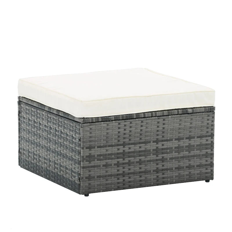 Ensemble de canapé d'extérieur en rotin PE 5 pièces, mobilier de conversation pour patio avec table basse relevable et canapé-lit.