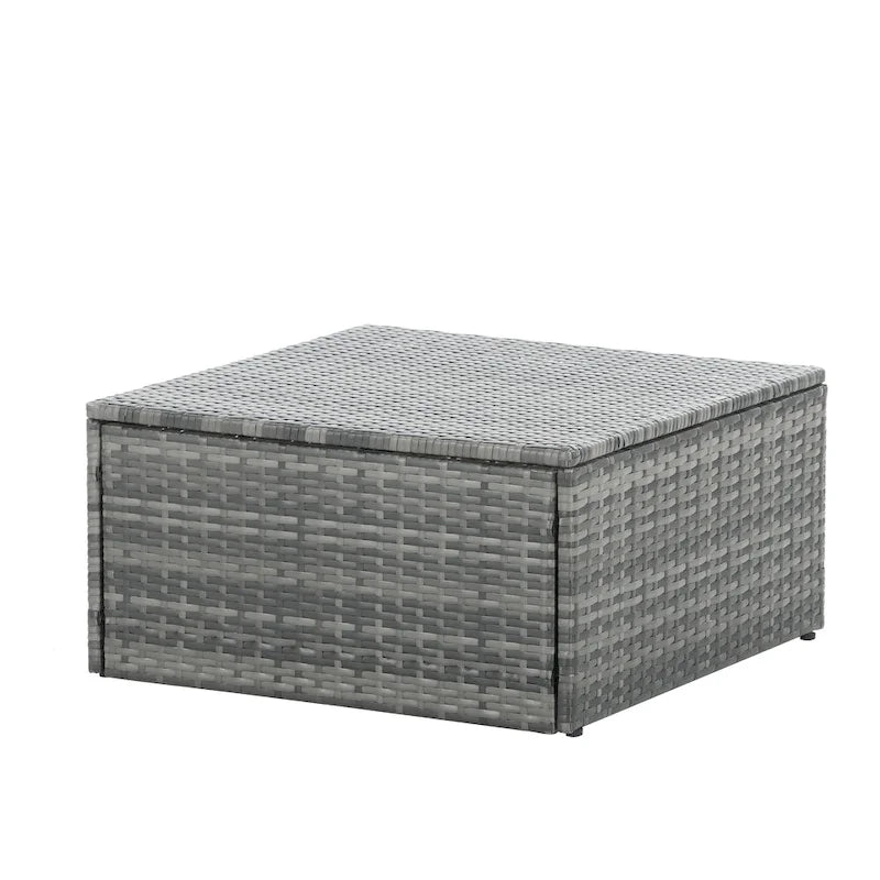 Ensemble de canapé d'extérieur en rotin PE 5 pièces, mobilier de conversation pour patio avec table basse relevable et canapé-lit.