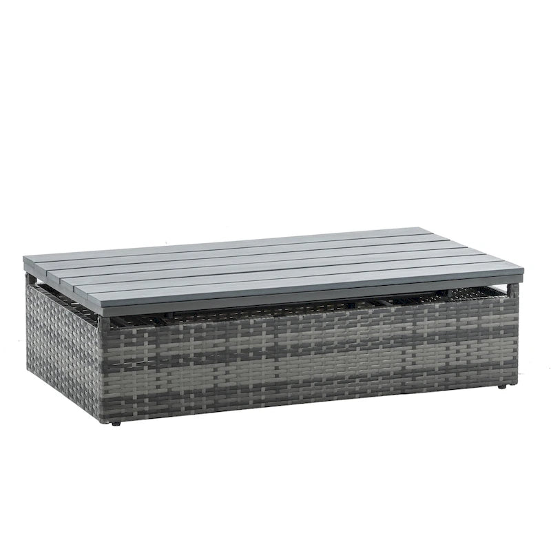 Ensemble de canapé d'extérieur en rotin PE 5 pièces, mobilier de conversation pour patio avec table basse relevable et canapé-lit.