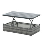 Ensemble de canapé d'extérieur en rotin PE 5 pièces, mobilier de conversation pour patio avec table basse relevable et canapé-lit.
