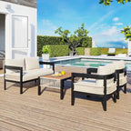 4 Pcs Outdoor Furniture Set, All-Weather Patio Conversation Set with Resistant Cushions, Sofa Chair and Coffee Table