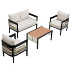 Set di mobili da esterno 4 pezzi, Set da conversazione per patio resistente alle intemperie con cuscini resistenti, Poltrona e tavolino da caffè