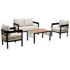 Set di mobili da esterno 4 pezzi, Set da conversazione per patio resistente alle intemperie con cuscini resistenti, Poltrona e tavolino da caffè