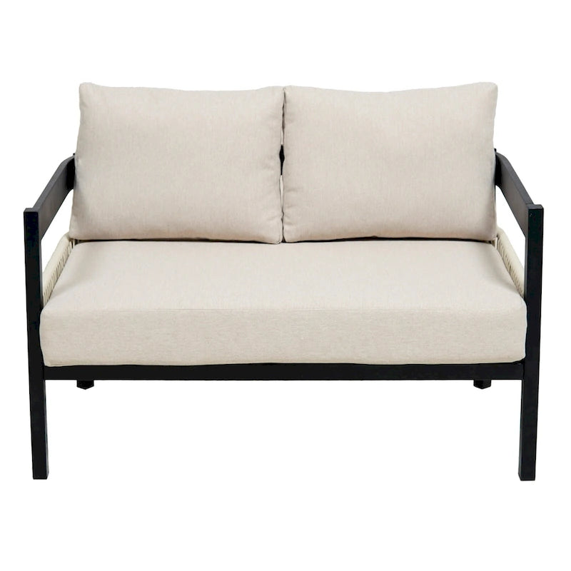 Set di mobili da esterno 4 pezzi, Set da conversazione per patio resistente alle intemperie con cuscini resistenti, Poltrona e tavolino da caffè