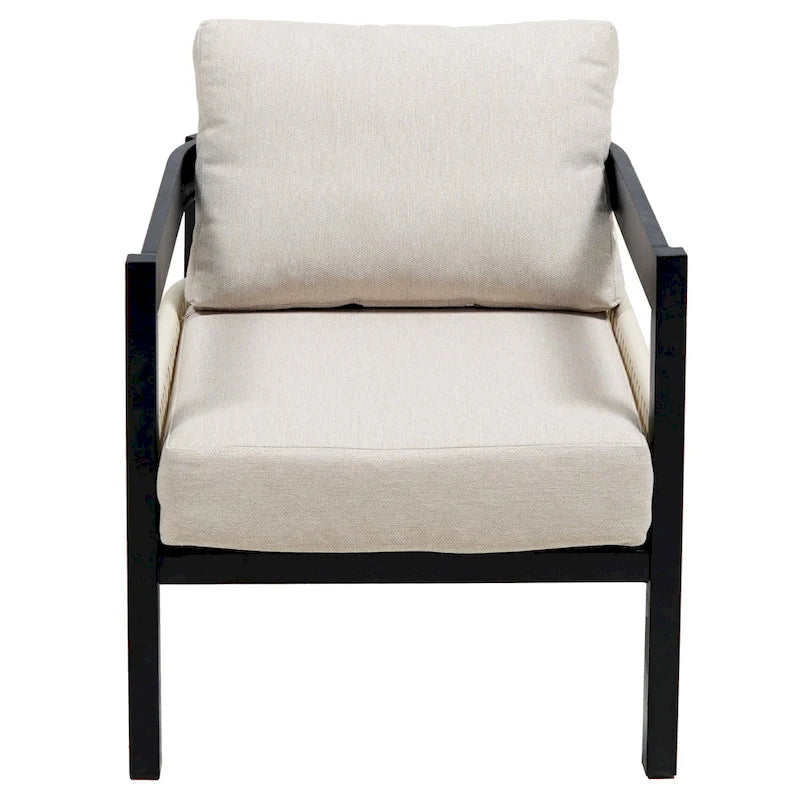 Set di mobili da esterno 4 pezzi, Set da conversazione per patio resistente alle intemperie con cuscini resistenti, Poltrona e tavolino da caffè