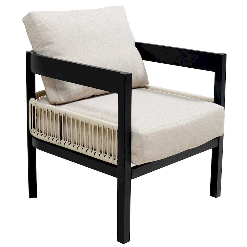 Set di mobili da esterno 4 pezzi, Set da conversazione per patio resistente alle intemperie con cuscini resistenti, Poltrona e tavolino da caffè