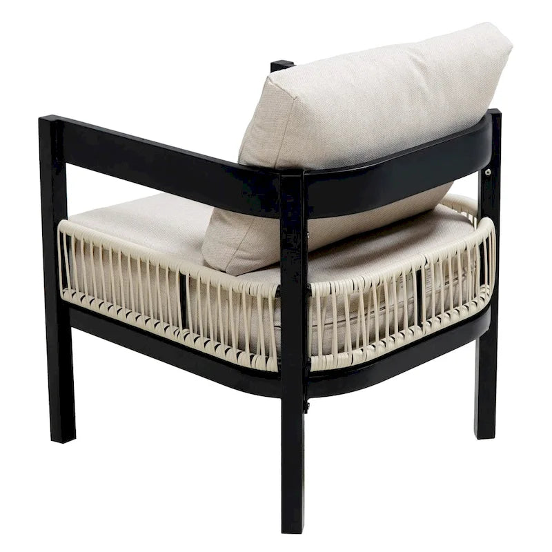 Set di mobili da esterno 4 pezzi, Set da conversazione per patio resistente alle intemperie con cuscini resistenti, Poltrona e tavolino da caffè