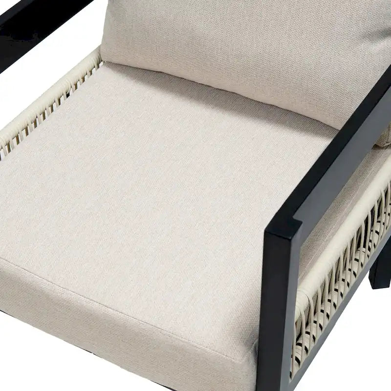 Set di mobili da esterno 4 pezzi, Set da conversazione per patio resistente alle intemperie con cuscini resistenti, Poltrona e tavolino da caffè