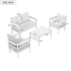 Set di mobili da esterno 4 pezzi, Set da conversazione per patio resistente alle intemperie con cuscini resistenti, Poltrona e tavolino da caffè