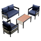 Set di mobili da esterno 4 pezzi, Set da conversazione per patio resistente alle intemperie con cuscini resistenti, Poltrona e tavolino da caffè