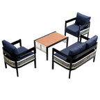 Set di mobili da esterno 4 pezzi, Set da conversazione per patio resistente alle intemperie con cuscini resistenti, Poltrona e tavolino da caffè