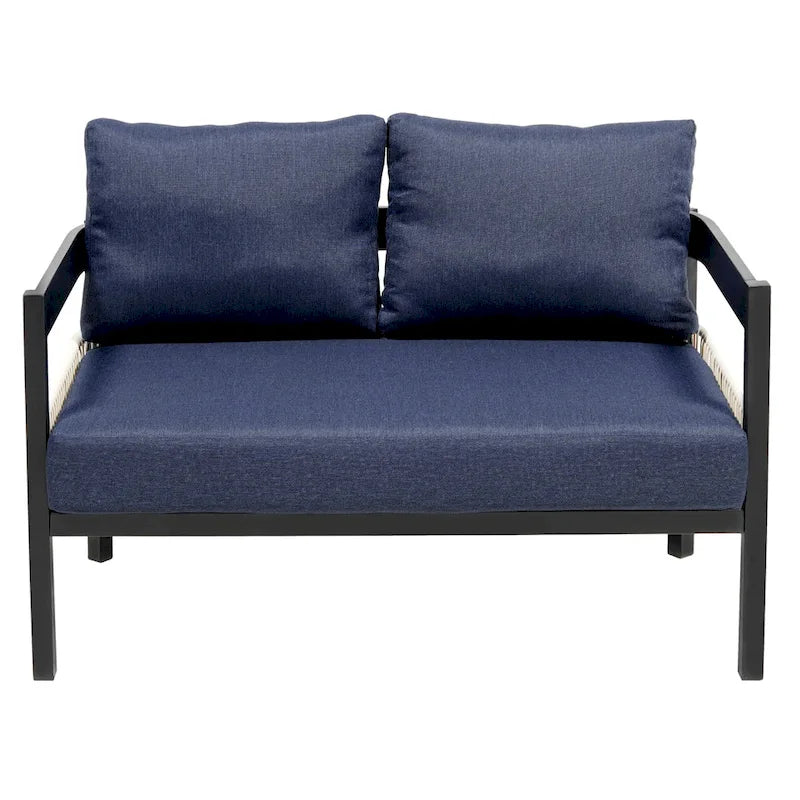 Set di mobili da esterno 4 pezzi, Set da conversazione per patio resistente alle intemperie con cuscini resistenti, Poltrona e tavolino da caffè