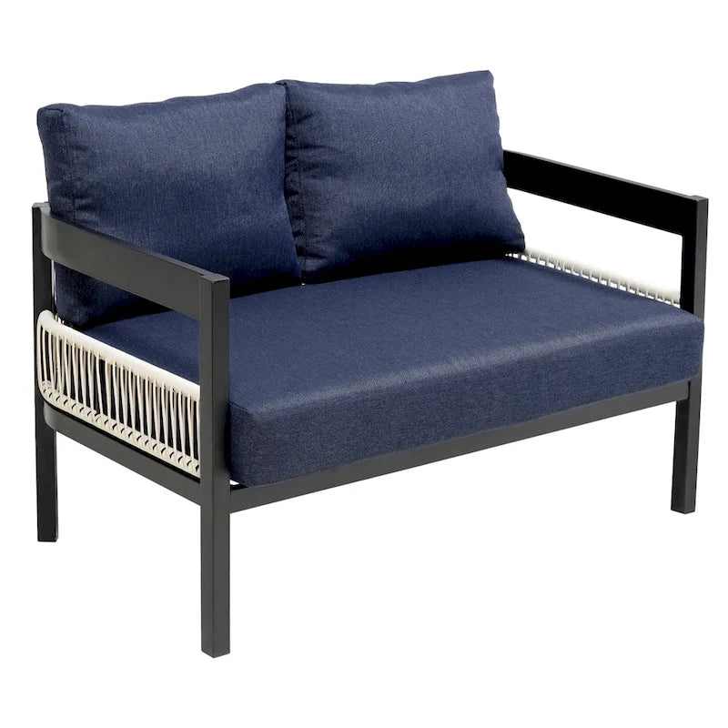 Set di mobili da esterno 4 pezzi, Set da conversazione per patio resistente alle intemperie con cuscini resistenti, Poltrona e tavolino da caffè