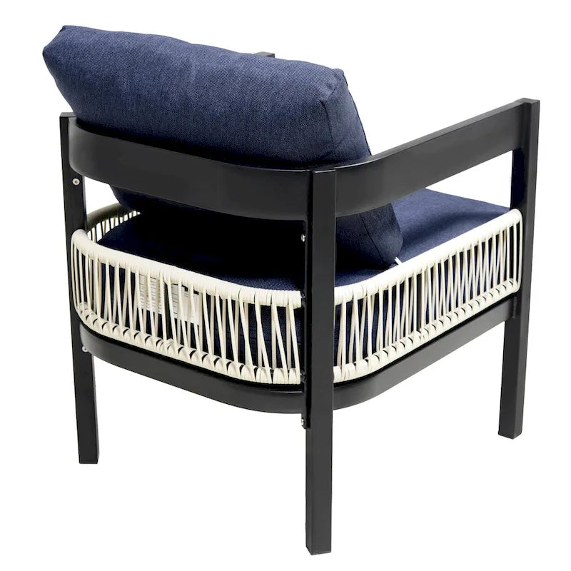 Set di mobili da esterno 4 pezzi, Set da conversazione per patio resistente alle intemperie con cuscini resistenti, Poltrona e tavolino da caffè