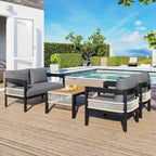 Set di mobili da esterno 4 pezzi, Set da conversazione per patio resistente alle intemperie con cuscini resistenti, Poltrona e tavolino da caffè