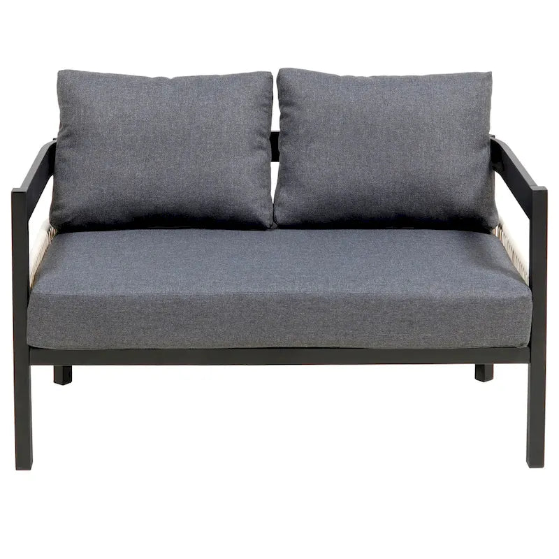 Set di mobili da esterno 4 pezzi, Set da conversazione per patio resistente alle intemperie con cuscini resistenti, Poltrona e tavolino da caffè