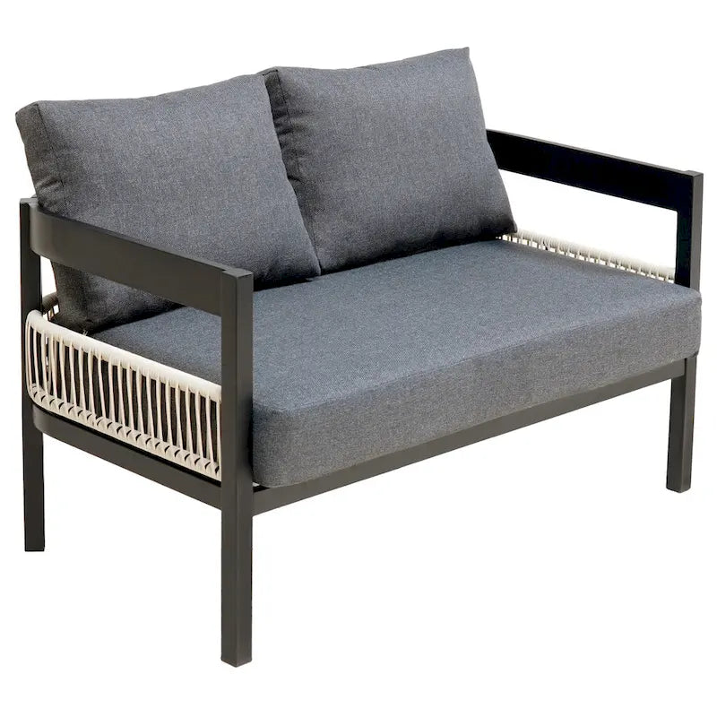 Set di mobili da esterno 4 pezzi, Set da conversazione per patio resistente alle intemperie con cuscini resistenti, Poltrona e tavolino da caffè