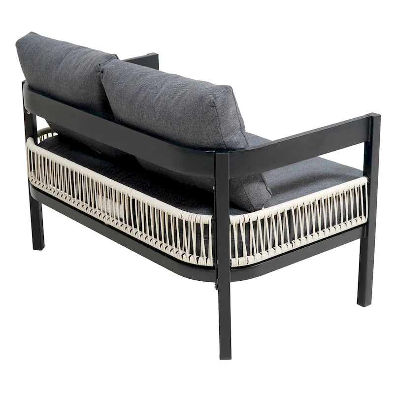 Set di mobili da esterno 4 pezzi, Set da conversazione per patio resistente alle intemperie con cuscini resistenti, Poltrona e tavolino da caffè