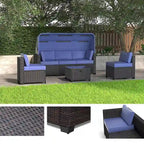 Set Mobili da Giardino a 6 Pezzi, Set Divano Sezionale da Esterno con Tettuccio e Schienale, Set Salotto da Esterno con Tavolino da Caffè