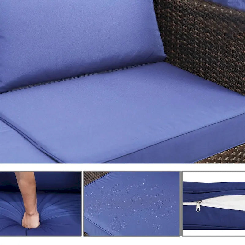 Set Mobili da Giardino a 6 Pezzi, Set Divano Sezionale da Esterno con Tettuccio e Schienale, Set Salotto da Esterno con Tavolino da Caffè