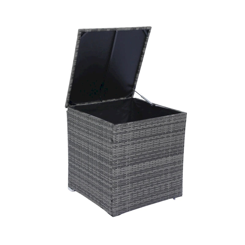 Set Divano Sezionale a L da Esterno a 8 Pezzi, Set di Mobili da Esterno in Rattan con Un Box Contenitore Sotto la Seduta e Tavolino da Caffè