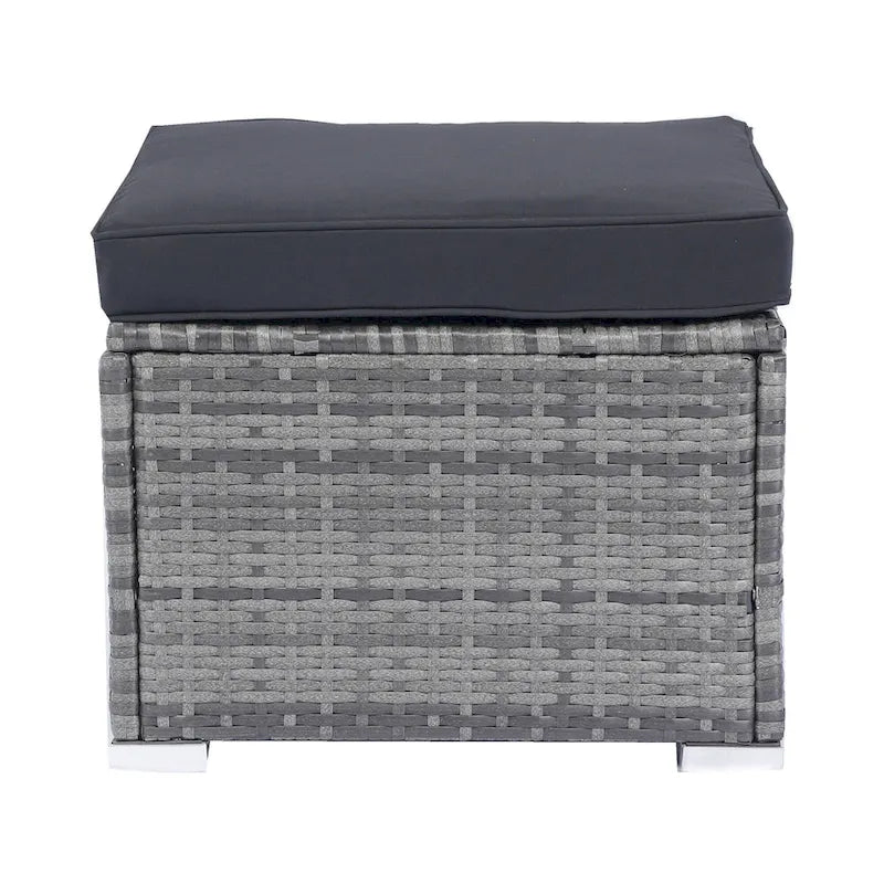 Set Divano Sezionale a L da Esterno a 8 Pezzi, Set di Mobili da Esterno in Rattan con Un Box Contenitore Sotto la Seduta e Tavolino da Caffè