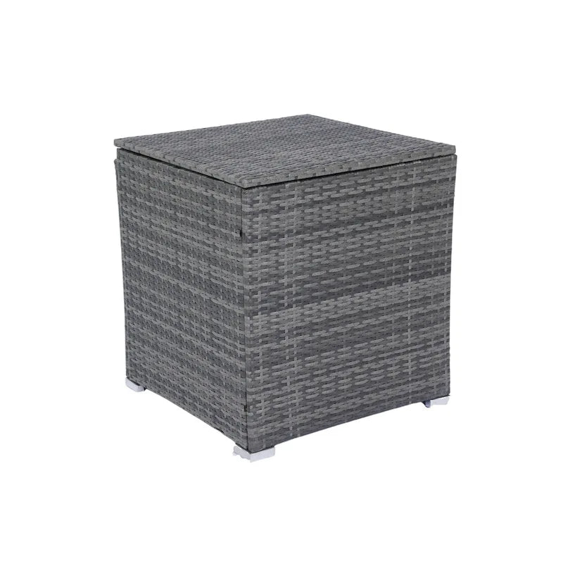 Set Divano Sezionale a L da Esterno a 8 Pezzi, Set di Mobili da Esterno in Rattan con Un Box Contenitore Sotto la Seduta e Tavolino da Caffè