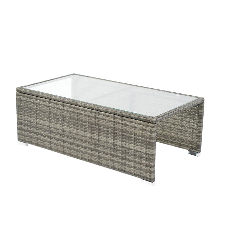 Set Divano Sezionale a L da Esterno a 8 Pezzi, Set di Mobili da Esterno in Rattan con Un Box Contenitore Sotto la Seduta e Tavolino da Caffè