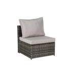 Set di mobili da giardino in vimini da 5 pezzi, lettino da giorno in rattan da esterno con tettoia retrattile, divano componibile con schienale regolabile