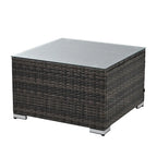 Set di mobili da giardino in vimini da 5 pezzi, lettino da giorno in rattan da esterno con tettoia retrattile, divano componibile con schienale regolabile