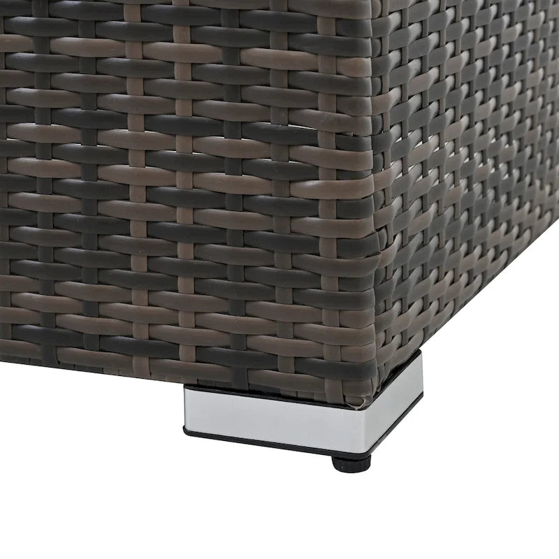 Set di mobili da giardino in vimini da 5 pezzi, lettino da giorno in rattan da esterno con tettoia retrattile, divano componibile con schienale regolabile
