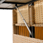 Set Divano da Esterno in Rattan da 5 Pezzi, Set di Mobili da Giardino in Vimini PE per Tutte le Stagioni con 2 Tavolini Laterali Estensibili e Tavolo
