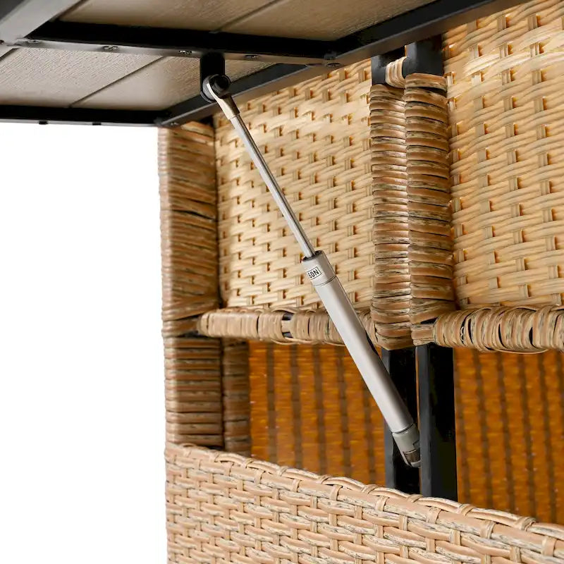 Set Divano da Esterno in Rattan da 5 Pezzi, Set di Mobili da Giardino in Vimini PE per Tutte le Stagioni con 2 Tavolini Laterali Estensibili e Tavolo