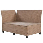 Set Divano da Esterno in Rattan da 5 Pezzi, Set di Mobili da Giardino in Vimini PE per Tutte le Stagioni con 2 Tavolini Laterali Estensibili e Tavolo
