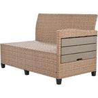 Set Divano da Esterno in Rattan da 5 Pezzi, Set di Mobili da Giardino in Vimini PE per Tutte le Stagioni con 2 Tavolini Laterali Estensibili e Tavolo