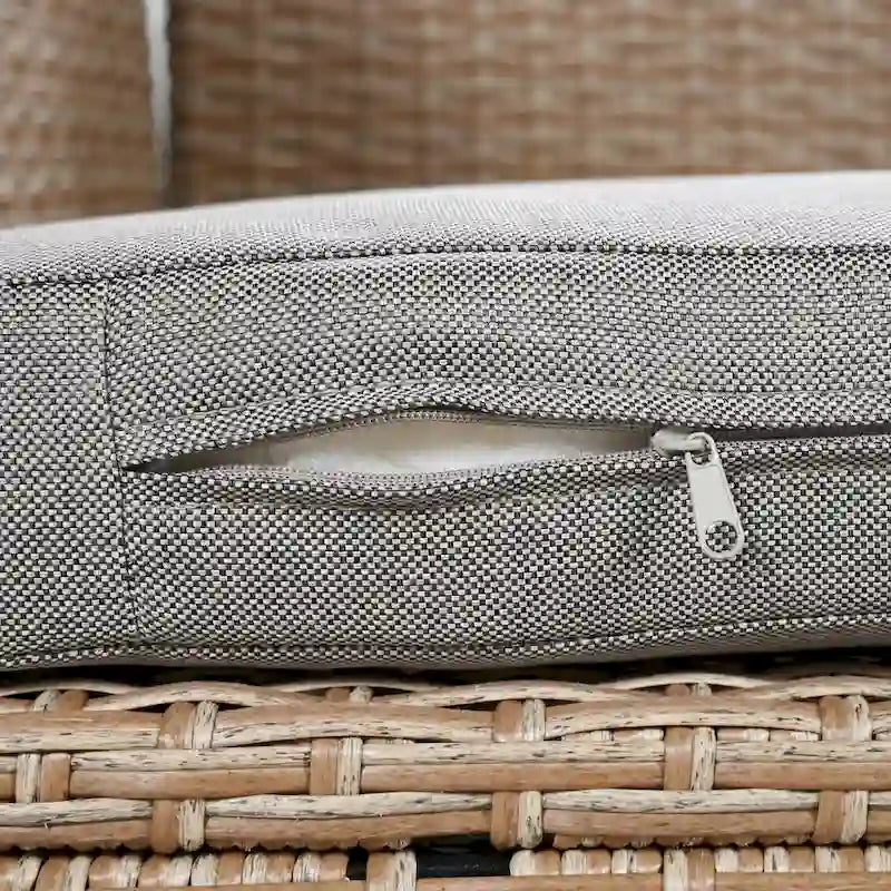Set Divano da Esterno in Rattan da 5 Pezzi, Set di Mobili da Giardino in Vimini PE per Tutte le Stagioni con 2 Tavolini Laterali Estensibili e Tavolo