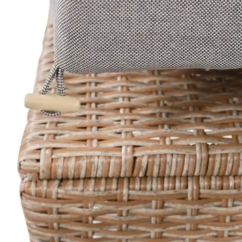 Set Divano da Esterno in Rattan da 5 Pezzi, Set di Mobili da Giardino in Vimini PE per Tutte le Stagioni con 2 Tavolini Laterali Estensibili e Tavolo