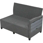 Set Divano da Esterno in Rattan da 5 Pezzi, Set di Mobili da Giardino in Vimini PE per Tutte le Stagioni con 2 Tavolini Laterali Estensibili e Tavolo