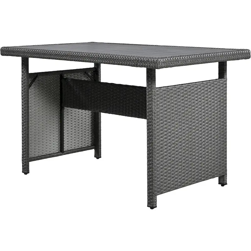 Set Divano da Esterno in Rattan da 5 Pezzi, Set di Mobili da Giardino in Vimini PE per Tutte le Stagioni con 2 Tavolini Laterali Estensibili e Tavolo