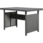 Set Divano da Esterno in Rattan da 5 Pezzi, Set di Mobili da Giardino in Vimini PE per Tutte le Stagioni con 2 Tavolini Laterali Estensibili e Tavolo
