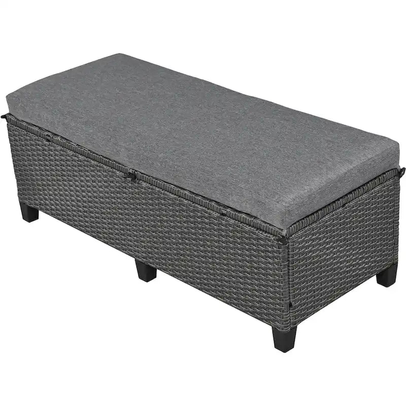 Set Divano da Esterno in Rattan da 5 Pezzi, Set di Mobili da Giardino in Vimini PE per Tutte le Stagioni con 2 Tavolini Laterali Estensibili e Tavolo