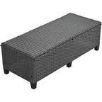 Set Divano da Esterno in Rattan da 5 Pezzi, Set di Mobili da Giardino in Vimini PE per Tutte le Stagioni con 2 Tavolini Laterali Estensibili e Tavolo