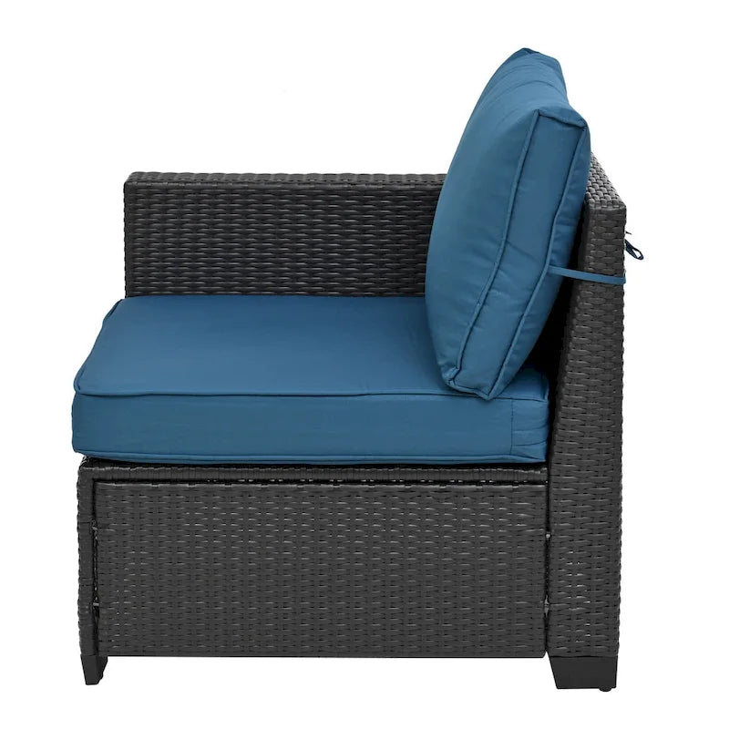 Ensemble de mobilier d'extérieur 10 pièces, ensemble de canapés modulaires en rotin pour terrasse, ensemble de conversation toutes saisons avec coussins et table basse
